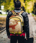 Scarf Horned Ram Print Unisex Backpack With Large Capacity worn by a person walking outdoors, durable polyester design.