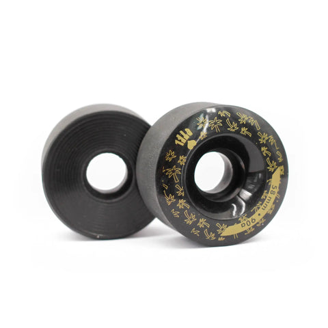 Outdoor Roller Skate Wheels 32mm By 58mm 90A Black Eight Pack Built For Park Ramps Street Bowls And Outdoor Cruising, two wheels displayed