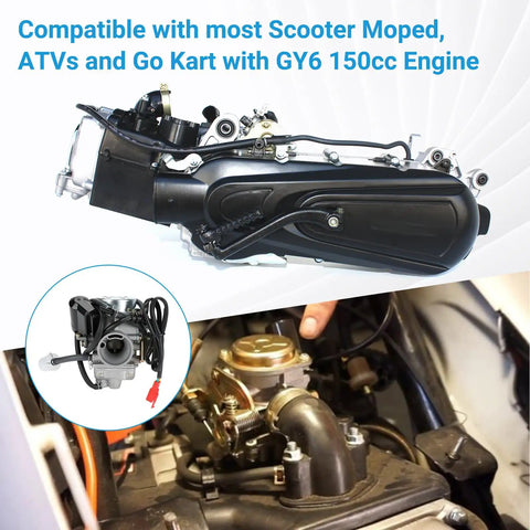 GY6 150Cc PD24J Carburetor Kit with Ignition Coil Starter Solenoid CDI shown compatible with ATV scooter engine