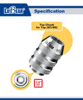 Adjustable Tap Chuck Socket Adapter For One Quarter Inch Drive, Pro Grade Tool for M3 to M8 Hand Taps, shown in knurled Cr-V steel
