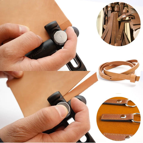 Leather Strip Cutter And Strap Cutter Tool With Three Blades For DIY Leatherworking Durable Nylon Body And Adjustable Cutting Width