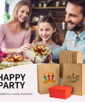 Family celebrating with 100 Pack Small Brown Kraft Paper Gift Bags With Handles 5.8x3.2x8.25 Inches Natural Kraft Bags for events.