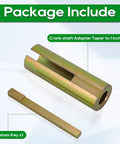 Crank shaft taper adapter to 1 inch shaft, steel, zinc-plated; includes flat key, 2-piece set.