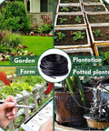 Flexible 100 Foot Quarter Inch Distribution Tubing For Drip Irrigation Garden Watering Hose Durable Outdoor Tubing Line For Small Garden Irrigation System No Fuss Setup And Low Maintenance shown in garden, plantation, farm, and potted plants settings