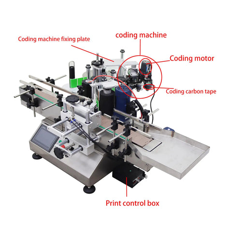 Heavy Duty Desktop Bottle Labeling Machine For Round Bottles With Lowkey Touch Screen Setup High Speed Sticker Wrapper smooth ride cart with coding features.