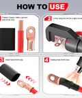 4 Gauge Battery Cable Lug Copper Ring Terminal Set With Three Eighths Inch Stud Marine Grade Dual Wall Heat Shrink Tubes 10 Pack For Crazy Easy Install And Reliable Power Connections. Crimp and heat shrink steps