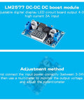 Image showing LM2577 DC-DC Boost Module with Digital Display Voltmeter, Adjustable Output 4-35V, 2.5A Boost Converter in top view.