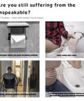 Collage showing toilet paper issues and bidet use benefits, highlighting bathroom hygiene challenges and solutions.