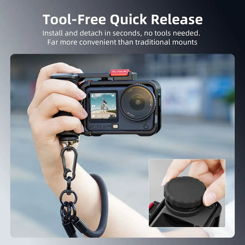 Grip Kit With Cage For DJI Action 6 And Osmo Action 6 Accessories Handheld Stabilizer Bundle With Shutter Button Quick Release