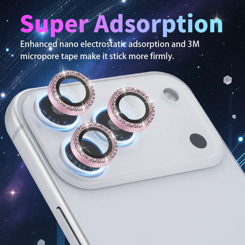 Camera Lens Protector For iPhone 17 Pro And 17 Pro Max, Ultra Thin Tempered Glass Shield With Easy Install Tray, Diamond Pink Finish