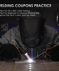 Person welding steel plates, showing use of 20 Pcs 2x4 Inch Mild Steel Welding Plates 11 Gauge 50 x 100 x 3 Mm for practice.