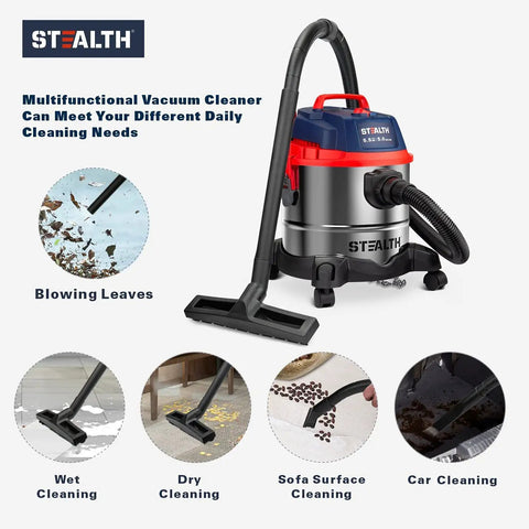 Wet And Dry Vacuum 5 Gallon Stainless Steel Shop Vacuum With Blower Five Point Five Peak HP Copper Motor For Home Garage