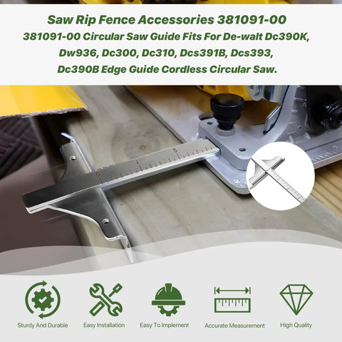 Precision Circular Saw Edge Guide Replacement Part Fits Standard Cordless Tools on a cutting tool for accurate straight cuts.