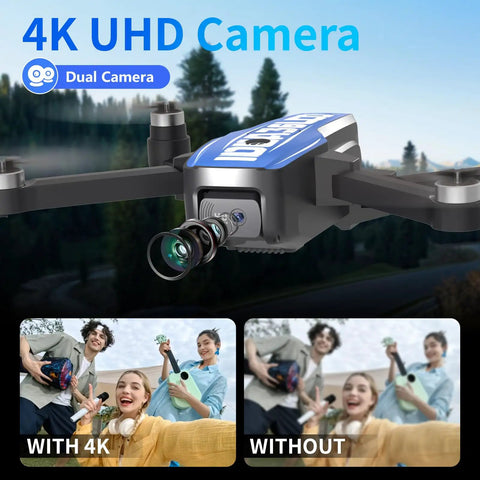 4K GPS Drone With Camera For Adults, 5G WiFi FPV demonstrating dual camera feature with 4K UHD capture capability.