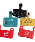 Heavy Duty Disc Brake Pads Crafted For Badass Stopping Power And Tight Control On Mountain Bikes Featuring Whisper Quiet Operation with various colors.