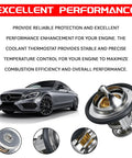 Premium Coolant Thermostat With Gasket Straight Swap Drop In Fix For Honda Civic Accord Crv Odyssey And Acura seen with a car.