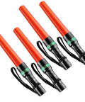 4 Pack 11 Inch LED Traffic Wand Baton With Orange Safety Cone Five Flashing Modes Lightweight Highly Visible Night Signal Light