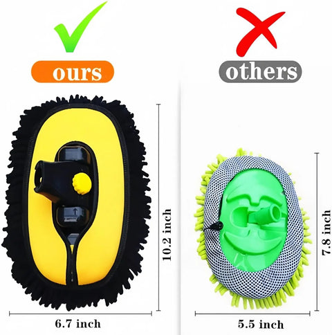 Long Reach Car Wash Brush With Microfiber Head, Adjustable Length, 15 Degree Curved Pole For No Fuss Roof Cleaning, Flexible Rotating Head, Easy Scrub Kit For Smooth Shiny Car Wash, shown with 10.2 in and 7.8 in size comparison