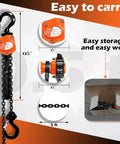 0.5 Ton Mini Lever Chain Hoist 5 Ft Ratchet Chain Puller With Upgraded Longer Handle And Heavy Duty Hooks, easy to carry