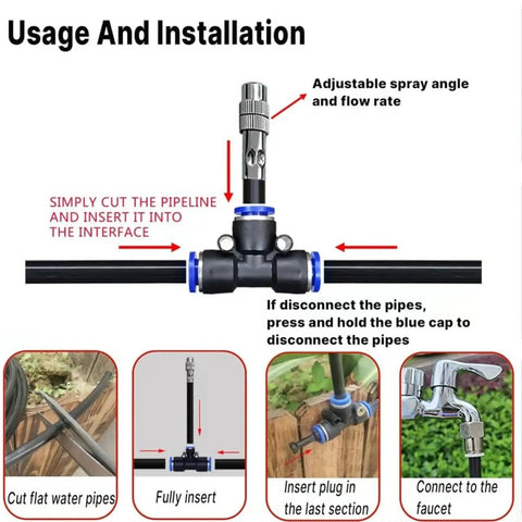 Installation guide for Heavy Duty 360 Degree Curved Garden Irrigation System With 49 Point 2 Ft Bendable Hose And 15 Adjustable Nozzles