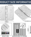 Heavy Duty 4 Inch Door Hinges Marine Grade 316 Stainless Steel Ball Bearing 5 By 8 Radius Rust Proof size details