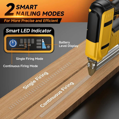 No Fuss 18 Gauge Cordless Brad Nailer And Stapler Combo Featuring A Dead Reliable Brushless Motor Built For DIY Grunts And Carpenters Demanding Quick Trigger Action On Home Improvement Projects with smart LED indicator and firing modes.