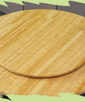 Close-up of 80cm Light Wood Lazy Susan Turntable With Smooth Glide Rotation, showcasing its natural wood grain finish.