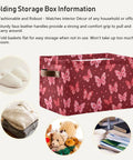 Collapsible Canvas Storage Basket With Waterproof Interior And Sturdy Handles For Bedroom Closet Organization displayed with butterfly pattern, ideal for organizing toys.