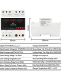3 Phase 100A Over Under Voltage Protector With ATS Automatic Transfer Switch And Phase Selector Uninterruptible Power Supply 5 Display Voltmeter 63A Rated Heavy Duty Power Backup For Home Workshop And Small Office, front and side view
