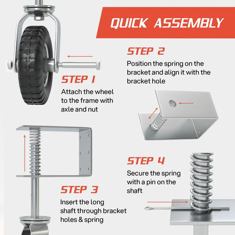 Heavy Duty Gate Wheel for Wooden or Metal Gates, 8 Inch Swivel Caster With Suspension assembly instructions