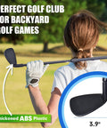 Person holding Retractable Metal Shaft Golf Chip Club With Durable ABS Head for backyard use