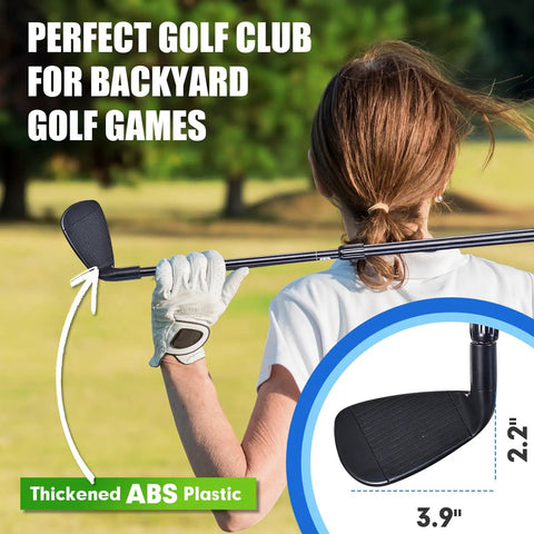 Person holding Retractable Metal Shaft Golf Chip Club With Durable ABS Head for backyard use