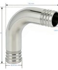 Lophtnix 304 stainless steel 2 in hose barb elbow, 90-degree, dual 2-in barbed ends