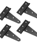 4 Inch T Strap Shed Door Hinges 4 Pack Heavy Duty Black Finish For Wooden Fence Gate Outdoor Barn Door Hardware 2mm
