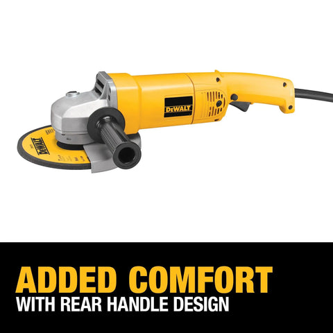 Beefy 7 Inch Corded Angle Grinder With 13 Amp Motor Delivers 8000 RPM High Power To Weight Ratio Workhorse Tool Spark Control Guard DW840