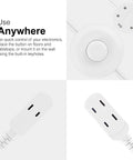 Extension Cord With Footswitch And 3 Outlets, On Off Switch, shown with white footswitch and three-outlet plug.