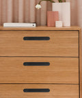 Black Arc Brushed Kitchen Cabinet Handles 2 Pack, 96mm Drawer Pulls on oak dresser