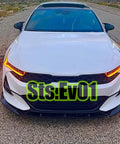 Front view of Kia K5 with Front Bumper Lip Splitter Spoiler Kit Bolt On For Kia K5 2021 2026 All Models Ex Lx Lxs GT GT Line