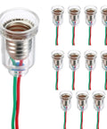 Straight Up Heavy Duty E10 Mini Bulb Socket With 10 Inch Wiring Harness 24Awg, clear casing, 12 pack for repairs.