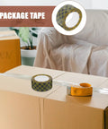 Plaid Pattern Shipping Tape 2 Rolls Adhesive Sealing Packing Tape With Black Yellow Grid Design for Small Business