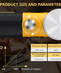 Close-up of Right Angle Air Die Grinder Kit showing control dial and material specifications in black and yellow design.