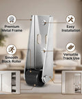 Top Shelf Vertical Track Roller Wheels For Heavy Sliding Doors And Cabinets Plus Silky Smooth Rubber Casters With No Hassle Anti Sag Design For Effortless Drawer Glide And Gate Swings Two Pack close-up of premium metal frame with smooth black roller.