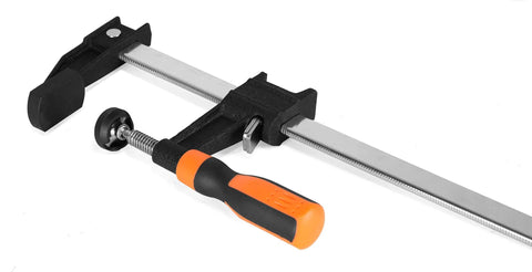 Single steel bar clamp with micro-adjust handle from Two Pack Quick Adjust 36 Inch Steel Bar Clamps With 2.5 Inch Throat And Micro Adjustment Handle Non Marring Pads Heavy Duty F Clamps For Woodworking Crafting And Projects Multicolor.