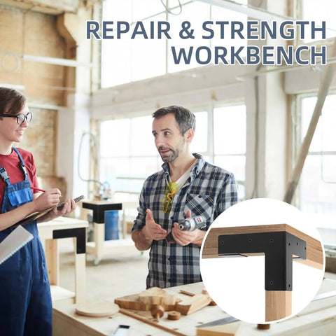 8 Piece 3 Way Workbench Corner Bracket Set For 2x4 Lumber Actual 1.5x3.5 Inch Wood Heavy Duty DIY Workbench Kit For Custom Work Table Black With Screws Included For Fast Setup And Strong Lasting Stability In Any Home Workshop