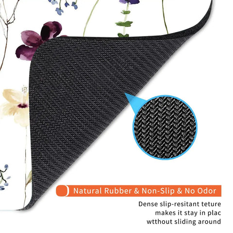 Back view of Flower Power Square Mouse Pad With Premium Texture Personalized Customizable Design Washable Surface Non Slip Rubber Base HD Full Color Print 9.5 by 7.9 Inch Computer Mouse Pad For Wireless Mice showing textured non-slip rubber base.