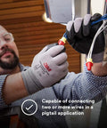 Person using No-Fuss Performance Plus Wire Connectors Set with Flexible Steel Spring for 22-8 AWG Wires Red and Yellow Color Coding