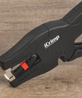Automatic Wire Stripper With Built In Cutter For AWG 32 To 7 0.03-10 Mm2 shown on wooden surface close-up