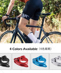 Cyclist riding bike with Beefy Aluminum Bike Seat Post Clamp With Quick Release Fits 28.6mm 31.8mm And 34.9mm, 4 color options shown