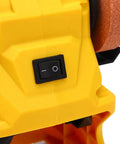 Detail of power switch on LiebeWH Cordless Bench Grinder Featuring 4 Suction Cups Mini Sander And Polishing Machine.