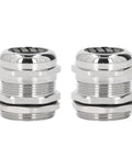 Ni Plated Brass Cable Gland Cord Grip Stress Relief Kit Two Pack IP68 Waterproof Glands, shiny brass connectors close-up